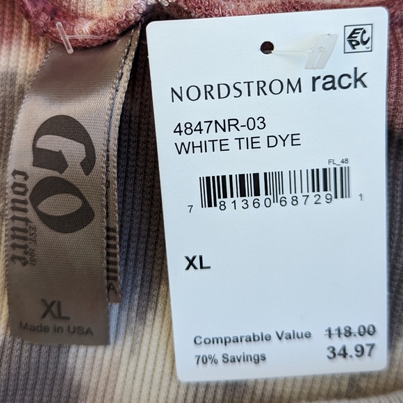 NWT XL Nordstrom Rack White Tie Dye Go Couture Cowl Neck Long Sleeve - Picture 3 of 7